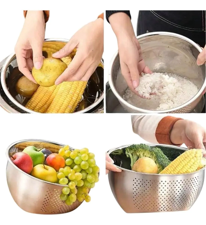 COLADOR DE ACERO INOXIDABLE PARA ARROZ FRUTAS Y VERDURAS RESISTENTE Y DURADERO - 1