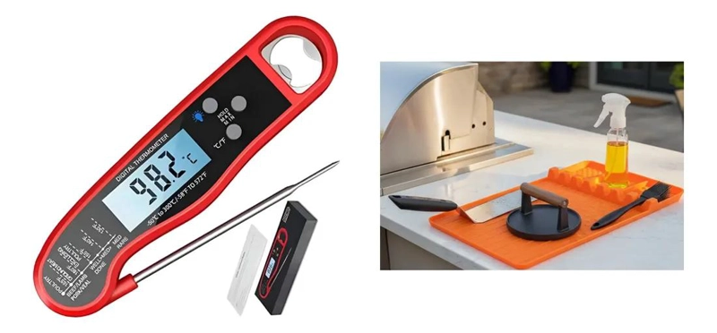 KIT PARA ASADOR CON TERMOMETRO DIGITAL Y SILICONA RESISTENTE AL CALOR - 1