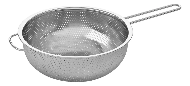 COLADOR DE ACERO INOXIDABLE DE 25 CM CON ASA PARA COCINA - 1