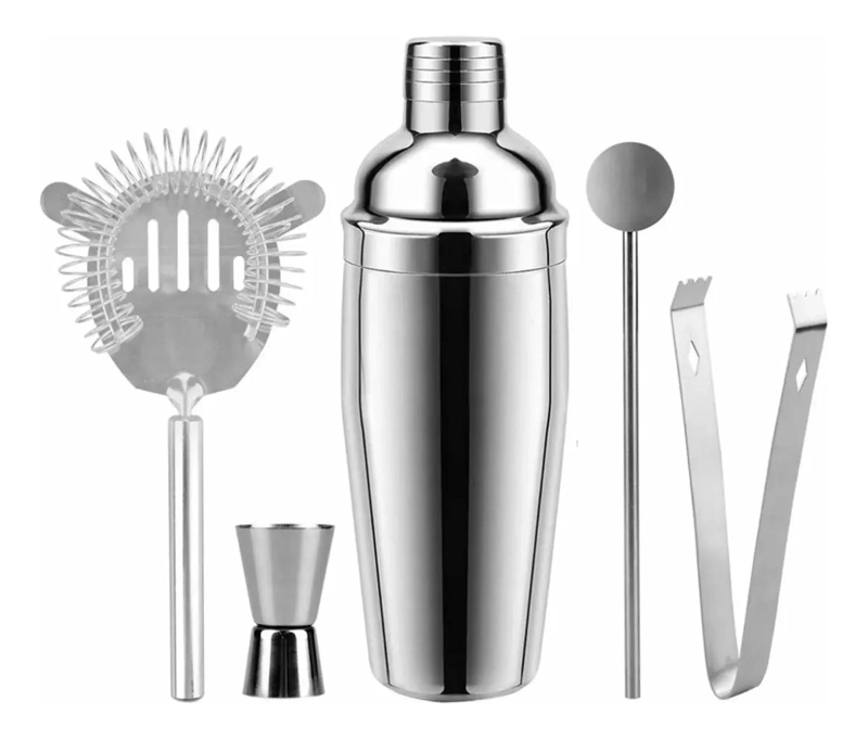 COCTELERA DE 5 PIEZAS CON VASO MEDIDOR DE 750 ML PARA BARTENDER - 1