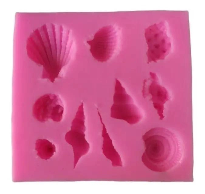SET DE 2 MOLDES DE SILICONA PARA FONDANT CON DISEÑO DE COLA DE SIRENA Y CARACOL - 4