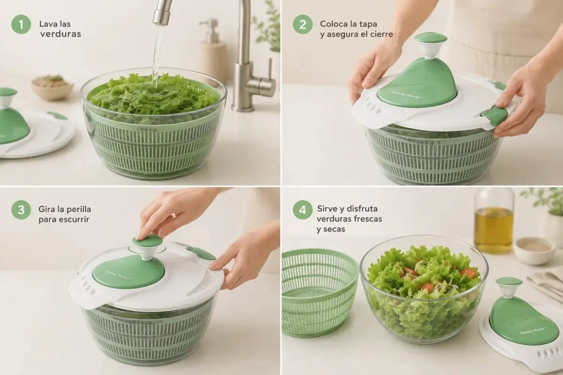 SECADOR MANUAL PARA VERDURAS CON BOWL Y COLADOR INTEGRADO - 3