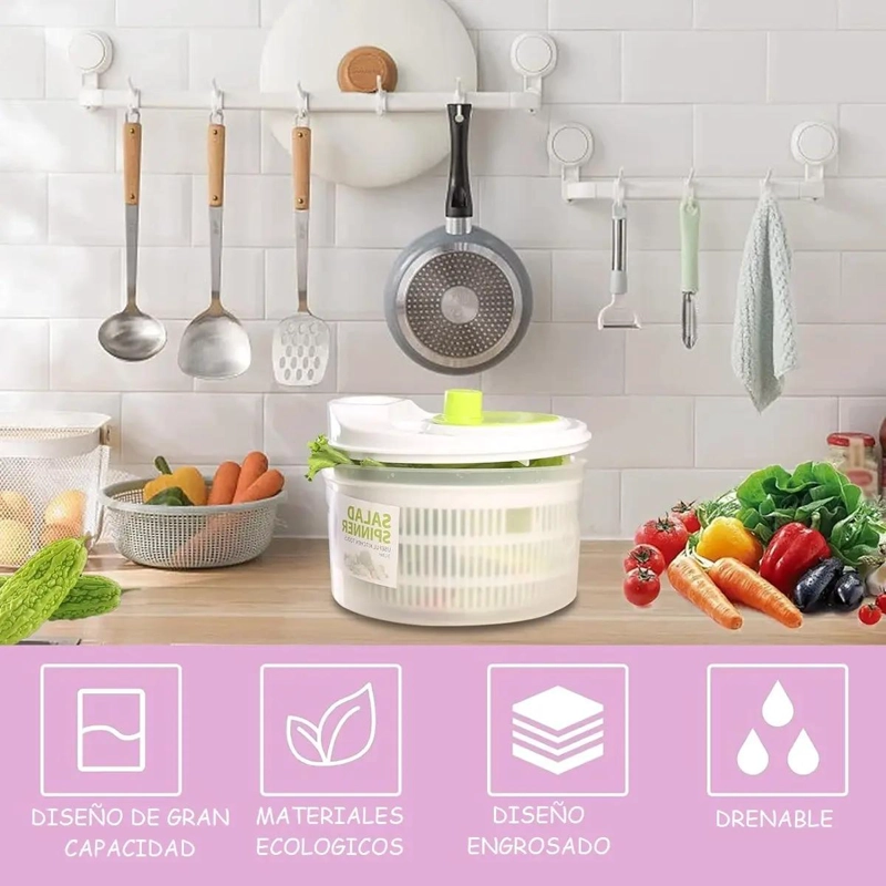 ESCURRIDOR CENTRIFUGADOR PARA VERDURAS Y VEGETALES CON SECADO EFICIENTE - 5