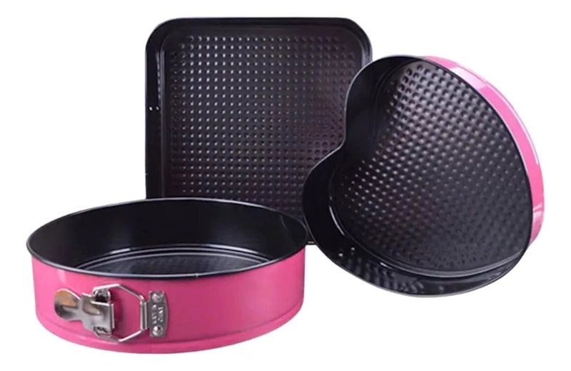 SET DE 3 MOLDES DESMONTABLES PARA BIZCOCHOS REDONDO, CORAZON Y CUADRADO - 2