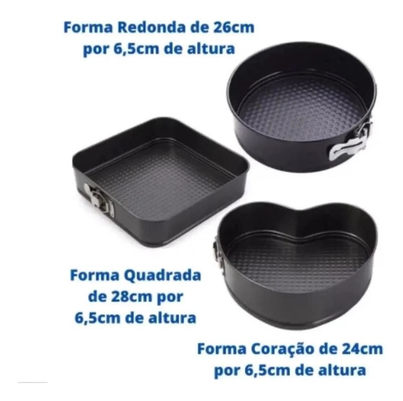 SET DE 3 MOLDES DESMONTABLES PARA BIZCOCHOS REDONDO, CORAZON Y CUADRADO - 5