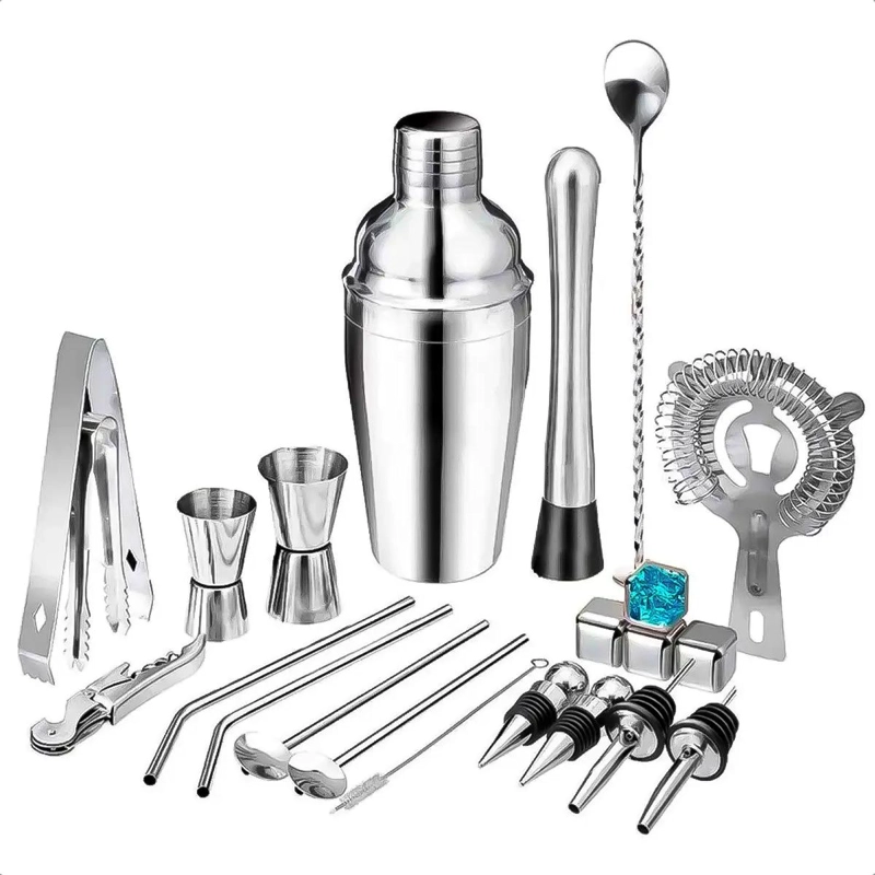 KIT PROFESIONAL DE COCTELERIA CON 22 PIEZAS PARA PREPARAR BEBIDAS - 2