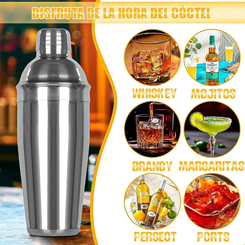 KIT PROFESIONAL DE COCTELERIA CON 22 PIEZAS PARA PREPARAR BEBIDAS - 5