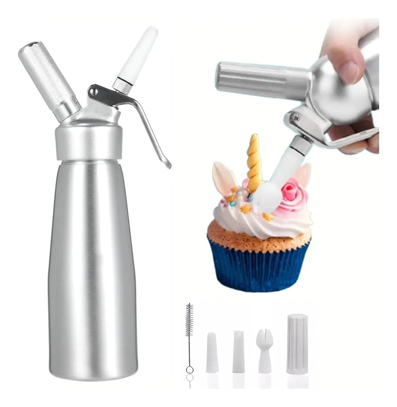 DISPENSADOR PARA CREMA BATIDA DE COCINA CON CAPACIDAD DE 500 ML Y BOQUILLAS - 1