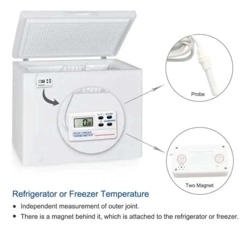 TERMOMETRO DIGITAL CON SONDA PARA REFRIGERADOR CON ALARMA DE TEMPERATURA - 5