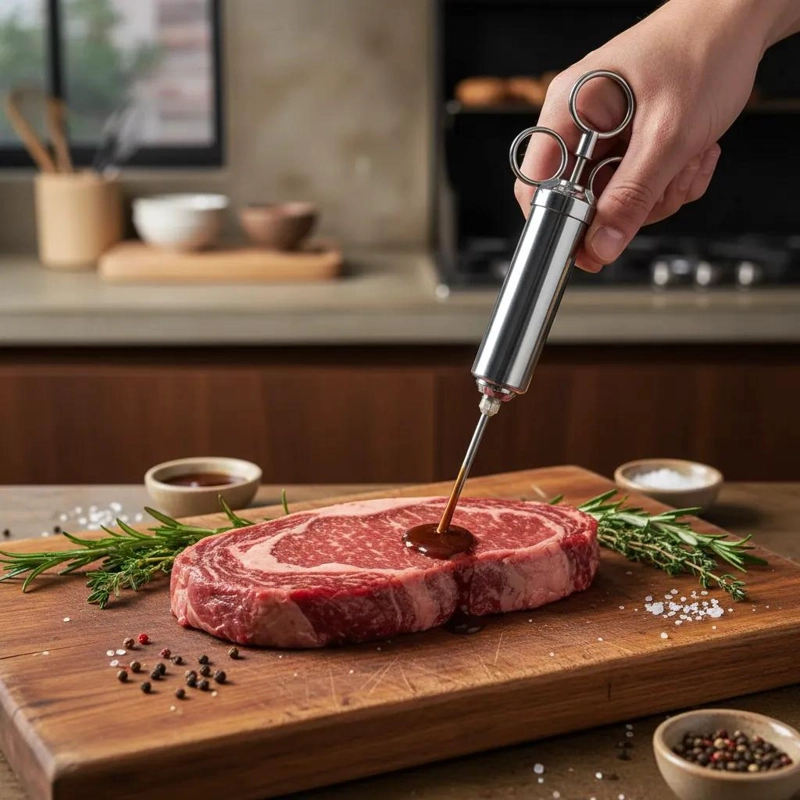 JERINGA DE COCINA PARA MARINADOS CON CUERPO DE ACERO INOXIDABLE - 4