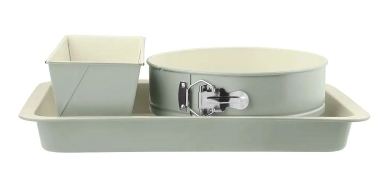 SET DE 3 MOLDES DE REPOSTERIA EN ACERO COLOR VERDE PARA HORNEAR - 1