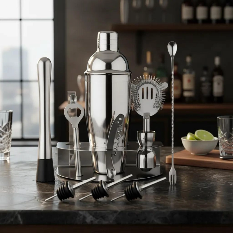SET COMPLETO DE COCTELERIA CON 6 PIEZAS PARA PREPARAR TRAGOS - 1