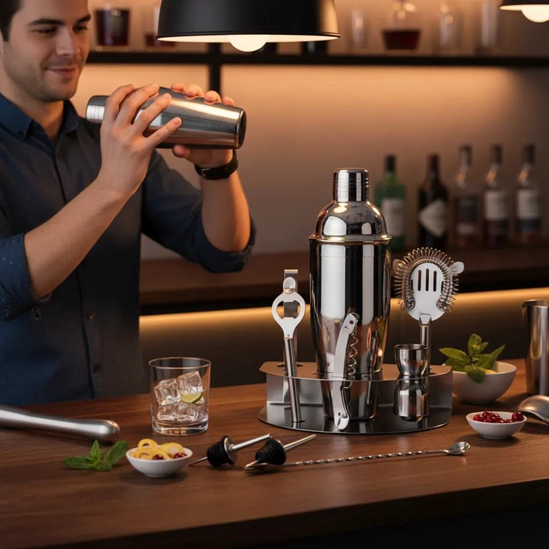 SET COMPLETO DE COCTELERIA CON 6 PIEZAS PARA PREPARAR TRAGOS - 3