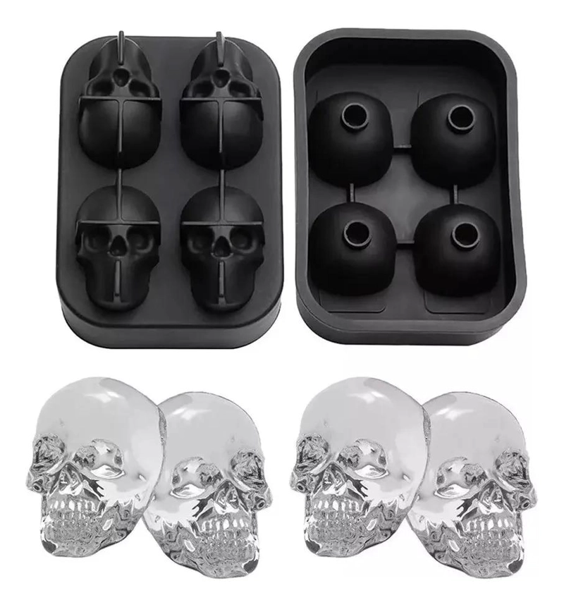 SET DE 4 MOLDES DE SILICONA CON DISEÑO DE CRANEO PARA REPOSTERIA - 1