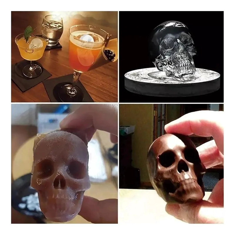 SET DE 4 MOLDES DE SILICONA CON DISEÑO DE CRANEO PARA REPOSTERIA - 3