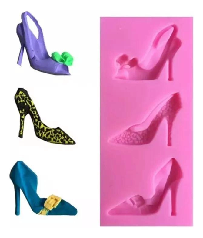SET DE 2 MOLDES DE SILICONA PARA FONDANT CON DISEÑO DE TACONES Y PRINCESAS - 2