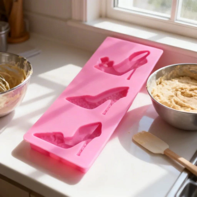 SET DE 2 MOLDES DE SILICONA PARA FONDANT CON DISEÑO DE TACONES Y PRINCESAS - 4