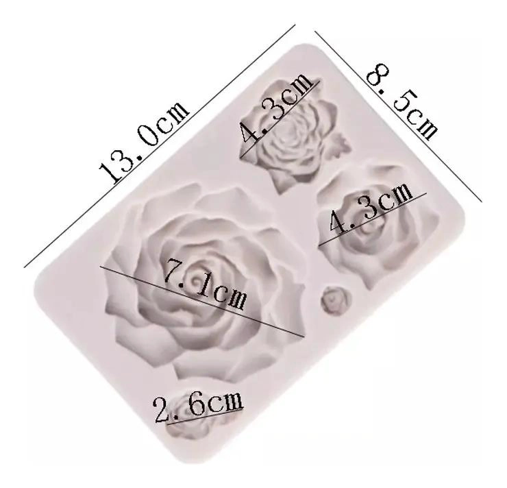 MOLDE DE SILICONA PARA FONDANT CON DISEÑO DE ROSAS Y FLORES VARIADAS - 2