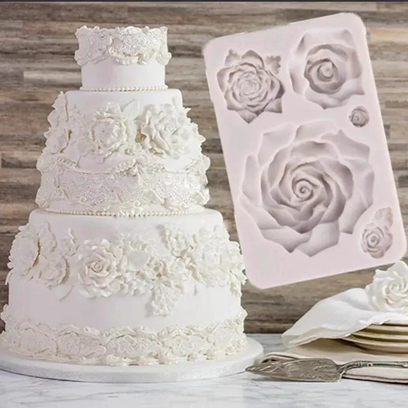 MOLDE DE SILICONA PARA FONDANT CON DISEÑO DE ROSAS Y FLORES VARIADAS - 3