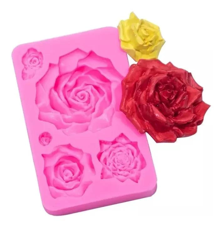 MOLDE DE SILICONA PARA FONDANT CON DISEÑO DE ROSAS Y FLORES VARIADAS - 4