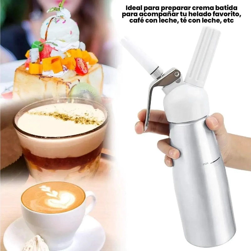 DISPENSADOR PARA CREMA BATIDA DE 500 ML CON BOQUILLAS INTERCAMBIABLES - 4