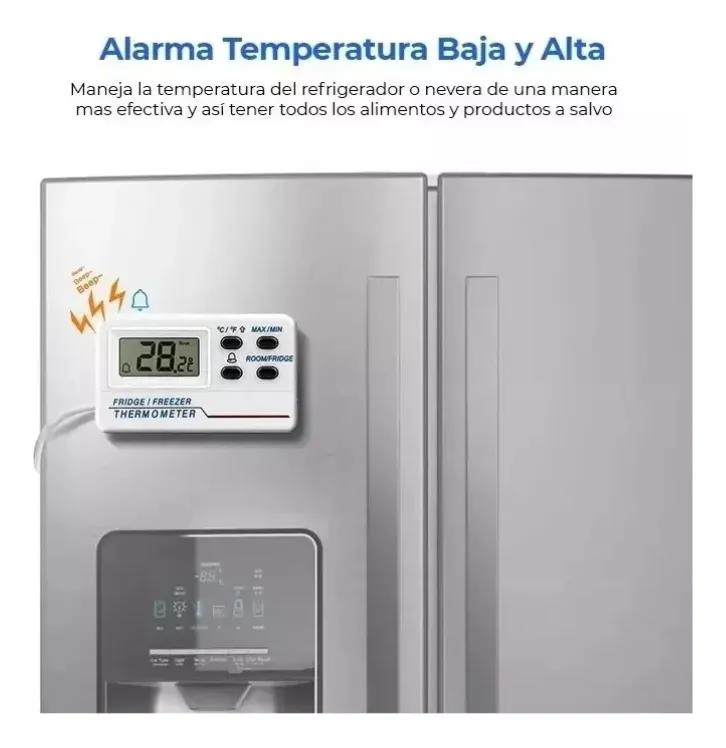 TERMOMETRO DIGITAL CON SONDA PARA REFRIGERADOR CON ALARMA Y MEDICION EN °C Y °F - 5