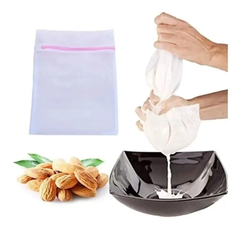 PACK DE 12 BOLSAS DE MALLA FINA PARA FILTRAR Y COLAR LECHE VEGETAL VEGANA - 1