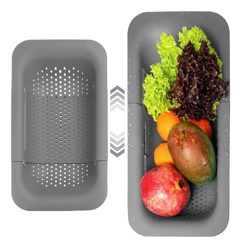 COLADOR EXTENSIBLE PARA FREGADERO CON CESTA ESCURRIDORA PARA COCINA - 1