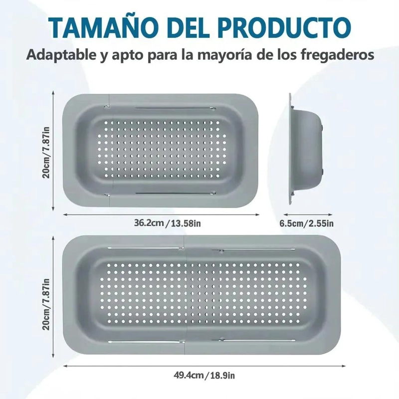 COLADOR EXTENSIBLE PARA FREGADERO CON CESTA ESCURRIDORA PARA COCINA - 2