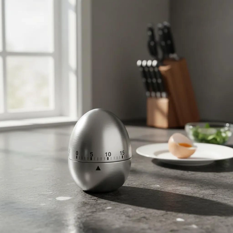 TEMPORIZADOR MECANICO PARA COCINA CON ALARMA DE 60 MINUTOS EN FORMA DE HUEVO - 1
