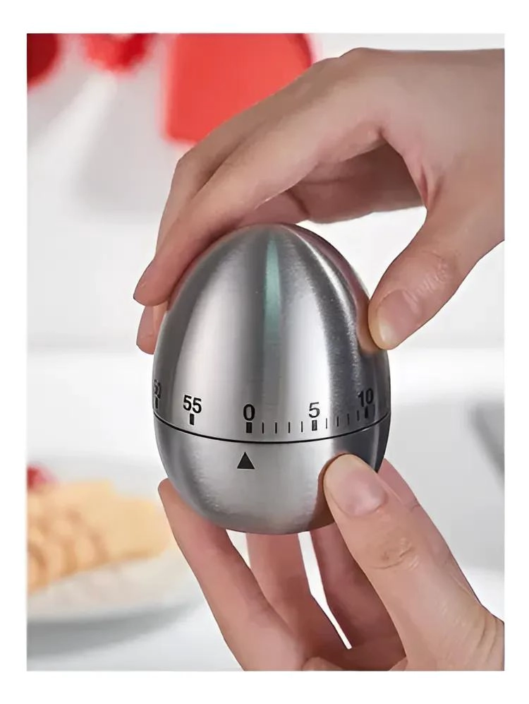 TEMPORIZADOR MECANICO PARA COCINA CON ALARMA DE 60 MINUTOS EN FORMA DE HUEVO - 3