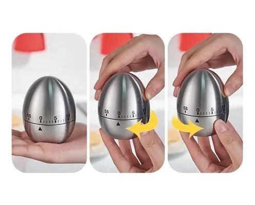 TEMPORIZADOR MECANICO PARA COCINA CON ALARMA DE 60 MINUTOS EN FORMA DE HUEVO - 4