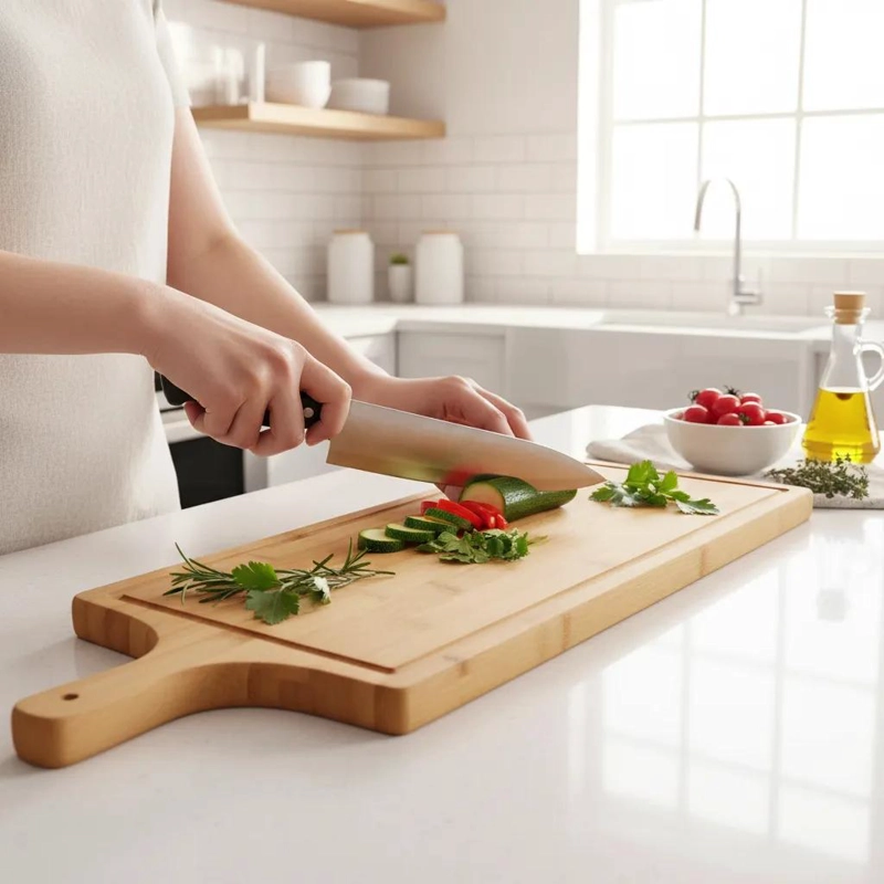TABLA LARGA DE BAMBU PARA SERVIR PICOTEO Y QUESOS CON DISEÑO NATURAL - 2
