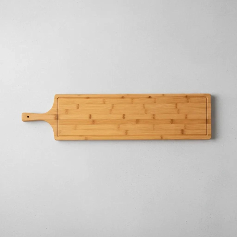 TABLA LARGA DE BAMBU PARA SERVIR PICOTEO Y QUESOS CON DISEÑO NATURAL - 4