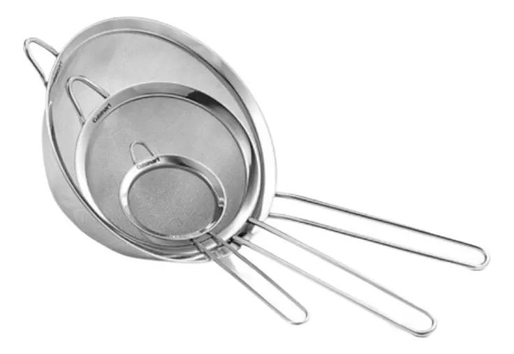 SET DE 3 COLADORES DE MALLA FINA EN ACERO INOXIDABLE PARA COCINA - 1