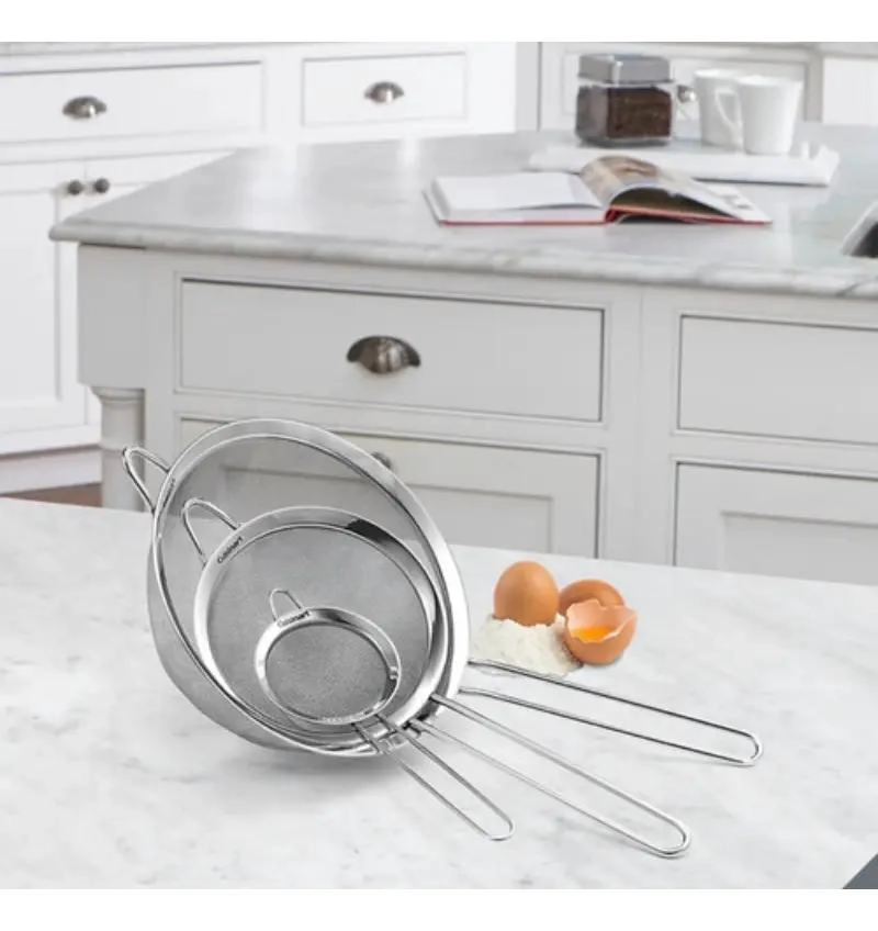 SET DE 3 COLADORES DE MALLA FINA EN ACERO INOXIDABLE PARA COCINA - 2