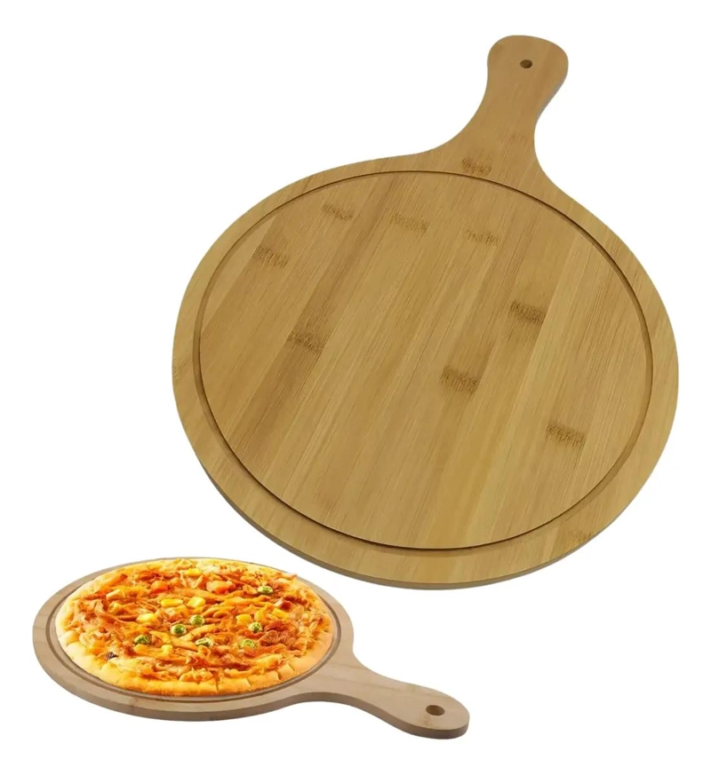 TABLA REDONDA PARA PICOTEO Y PIZZA DE MADERA 40X26 CM - 1