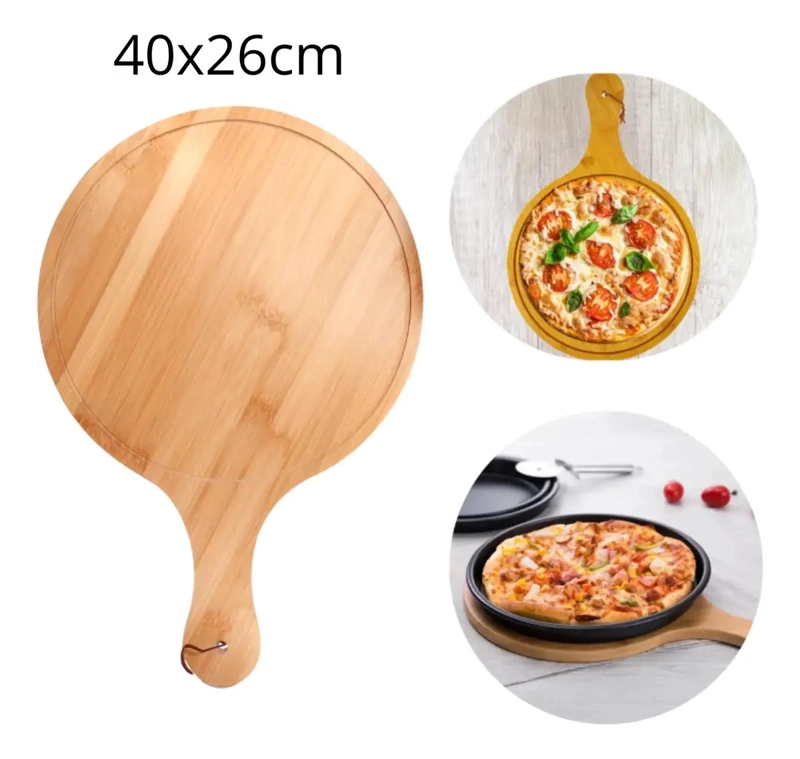 TABLA REDONDA PARA PICOTEO Y PIZZA DE MADERA 40X26 CM - 3
