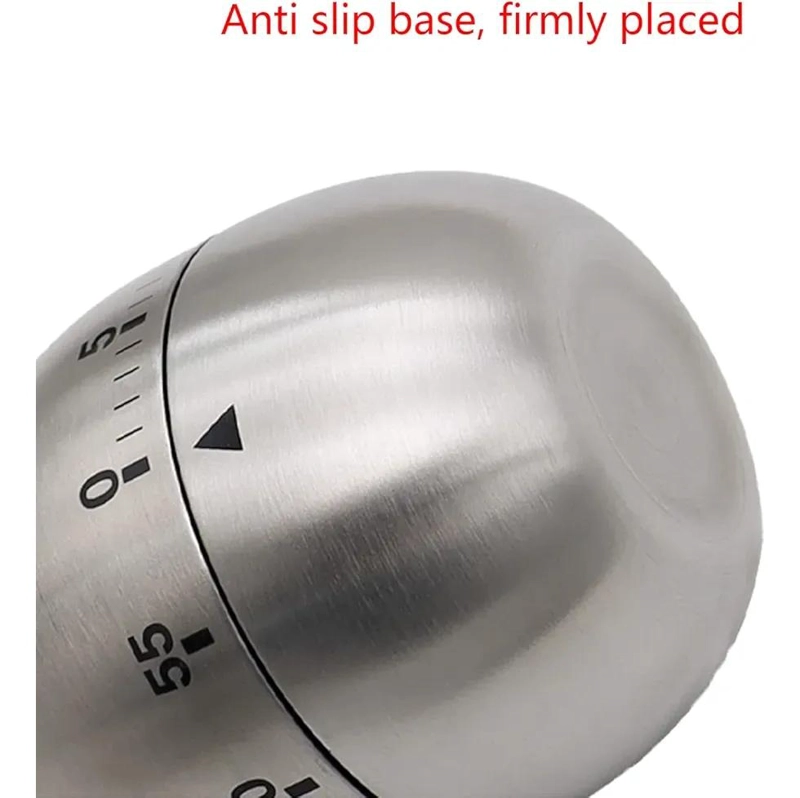 TEMPORIZADOR MECANICO PARA COCINA CON DISEÑO DE HUEVO Y CUERPO DE ACERO INOX - 4