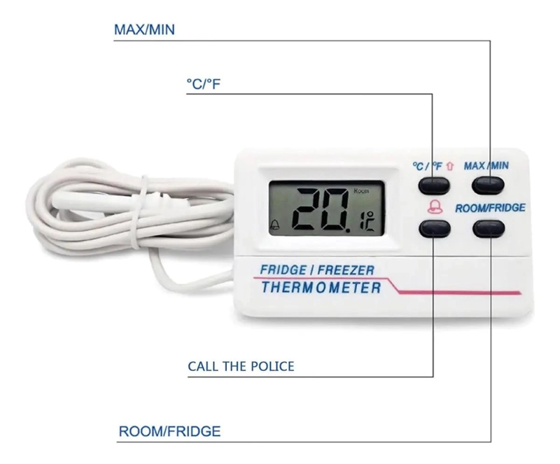 TERMOMETRO DIGITAL CON SONDA PARA REFRIGERADOR CON ALARMA DE TEMPERATURA - 3