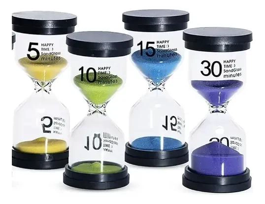 SET DE 4 RELOJES DE ARENA CON TIEMPOS DE 5, 10, 15 Y 30 MINUTOS EN COLORES - 2
