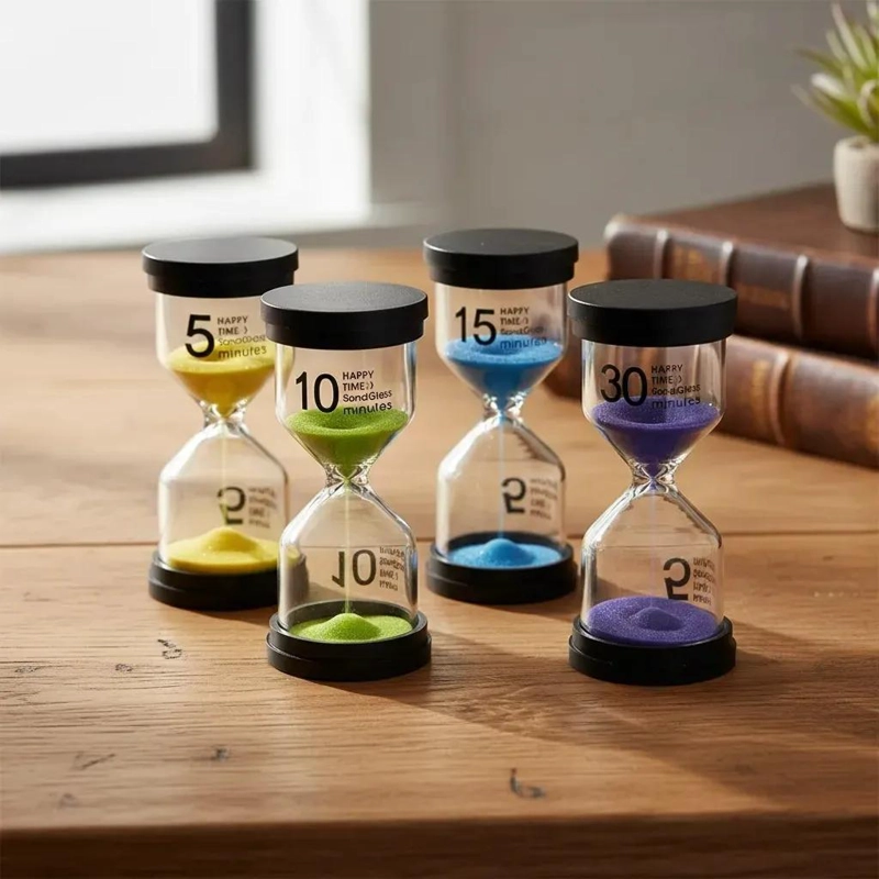 SET DE 4 RELOJES DE ARENA CON TIEMPOS DE 5, 10, 15 Y 30 MINUTOS EN COLORES - 3