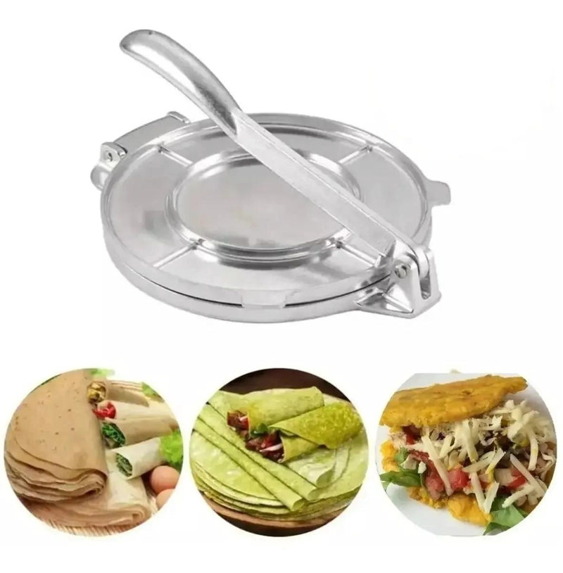 PRENSA PARA TORTILLAS DE 8 PULGADAS EN ACERO INOXIDABLE RESISTENTE - 1