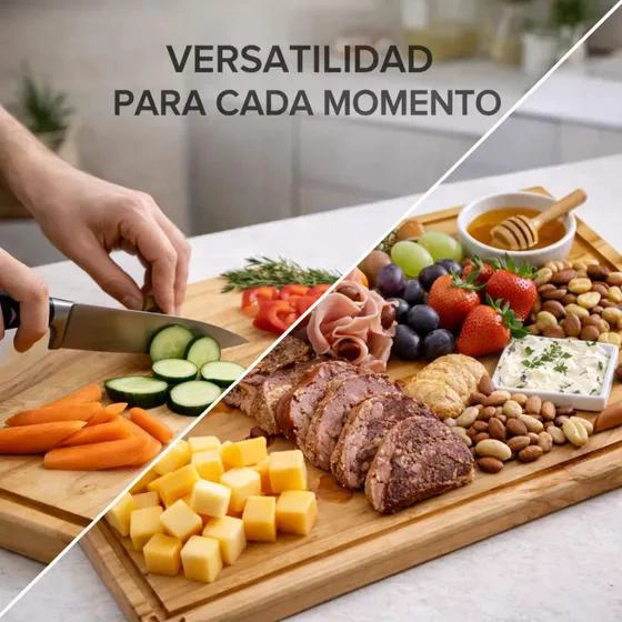 TABLA DE MADERA PARA PICOTEO Y CORTE DE CARNE Y QUESO 80X23 CM - 4