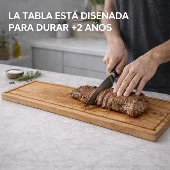 TABLA DE MADERA PARA PICOTEO Y CORTE DE CARNE Y QUESO 80X23 CM - 5
