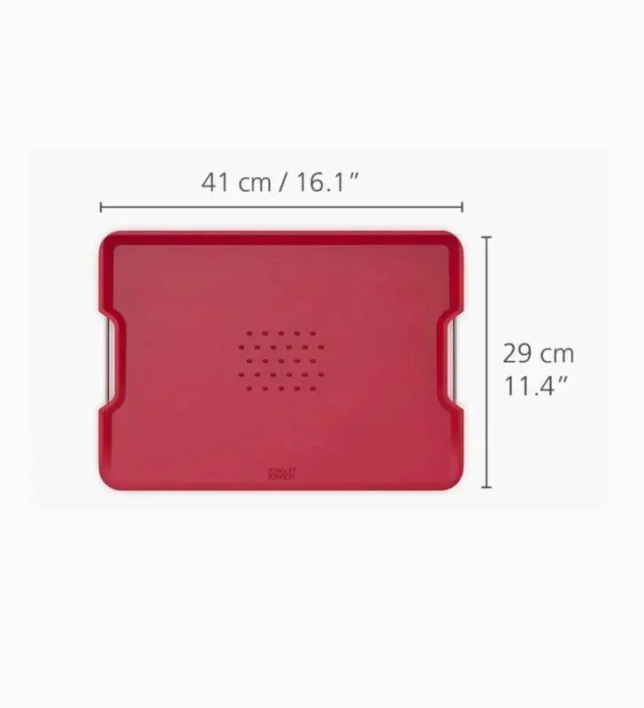 TABLA PARA CORTAR REVERSIBLE CON CANALETA ANTIGOTEO COLOR ROJO - 3