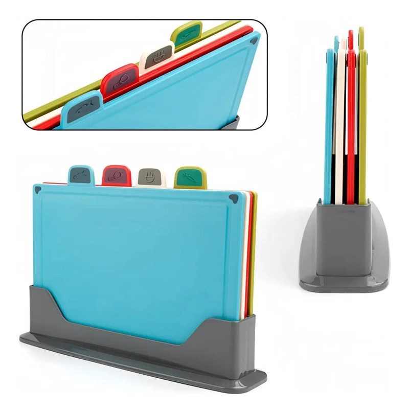 SET DE 4 TABLAS PARA PICAR CON BASE ANTIDESLIZANTE EN COLORES VARIADOS - 1
