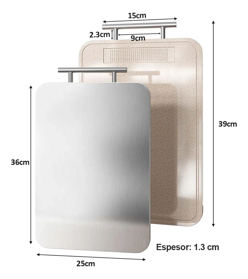 TABLA PARA CORTAR DOBLE CARA EN ACERO INOXIDABLE RESISTENTE - 2