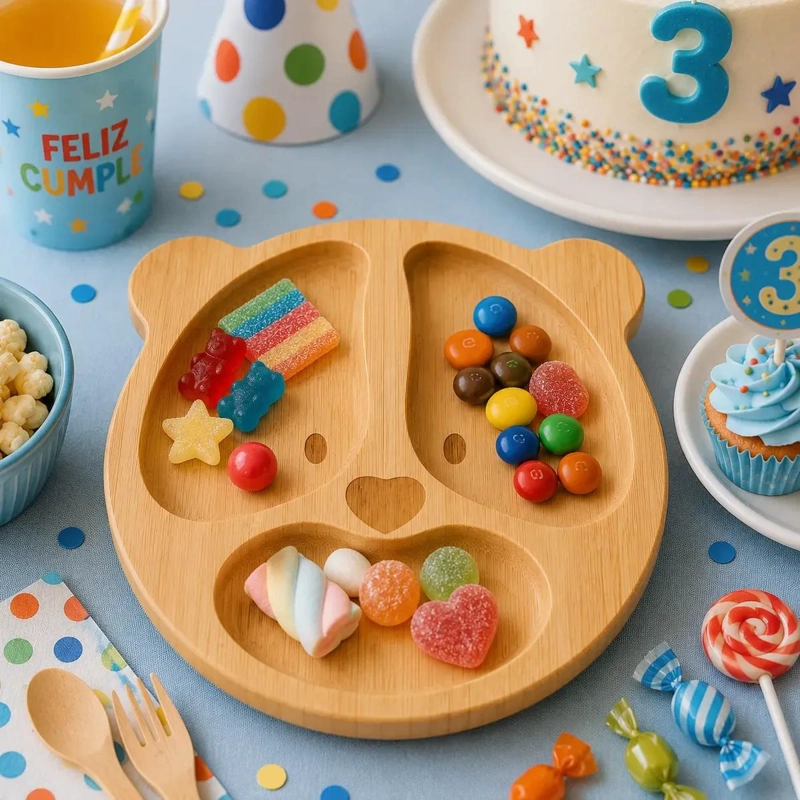 TABLA PARA PICAR CON DISEÑO DE OSO Y BANDEJA PARA COMIDA INFANTIL - 3