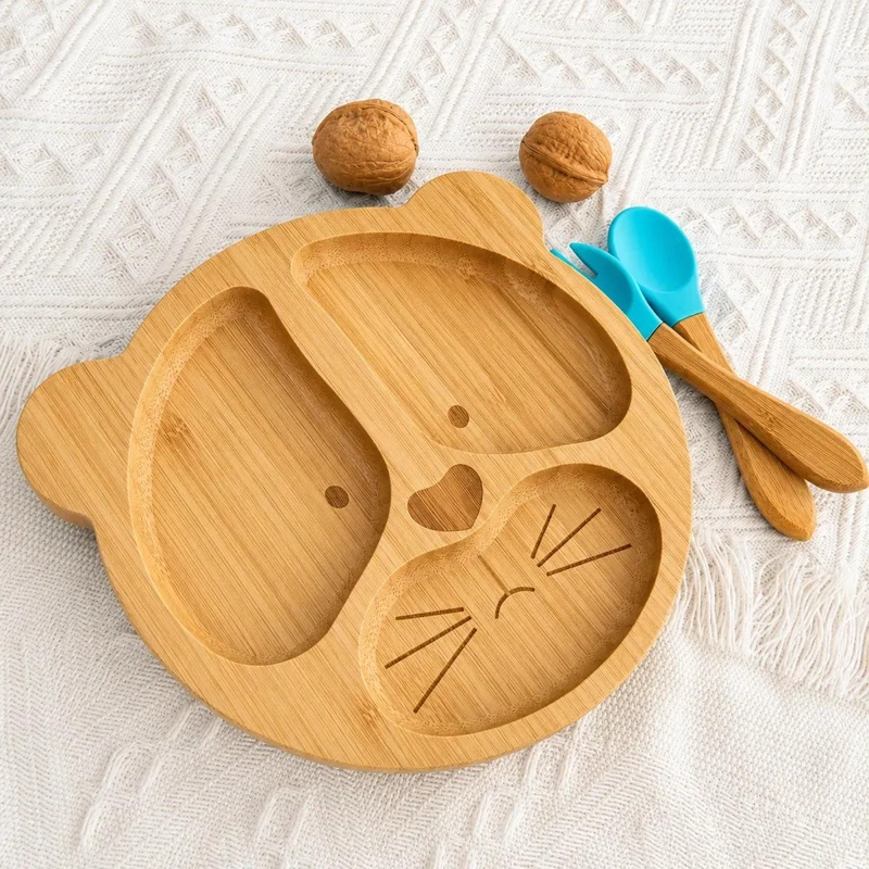 TABLA PARA PICAR CON DISEÑO DE OSO Y BANDEJA PARA COMIDA INFANTIL - 4